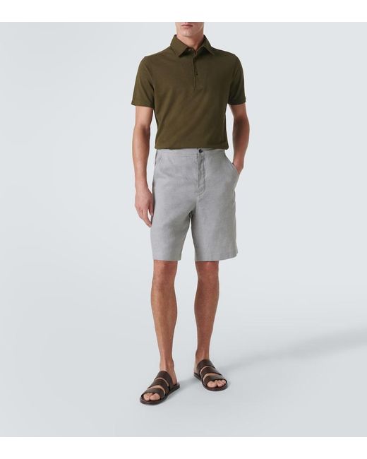 Loro Piana Gray Nolan Linen Bermuda Shorts for men