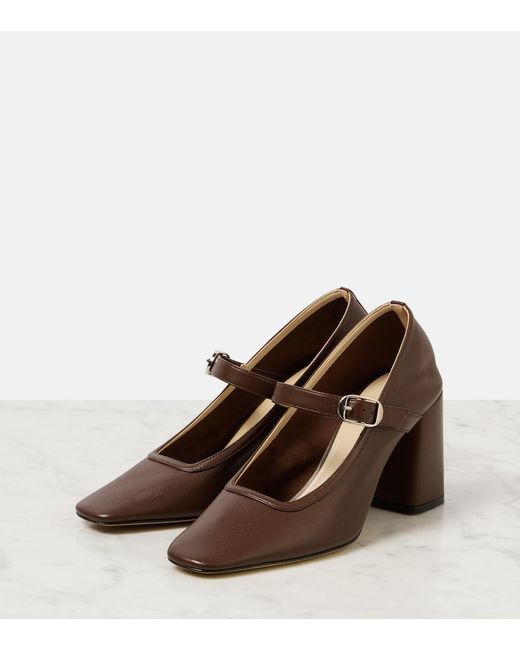 Le Monde Beryl Brown 80 Leather Mary Jane Pumps