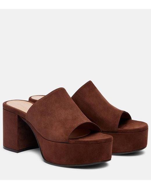Gianvito Rossi Brown Suede Platform Mules