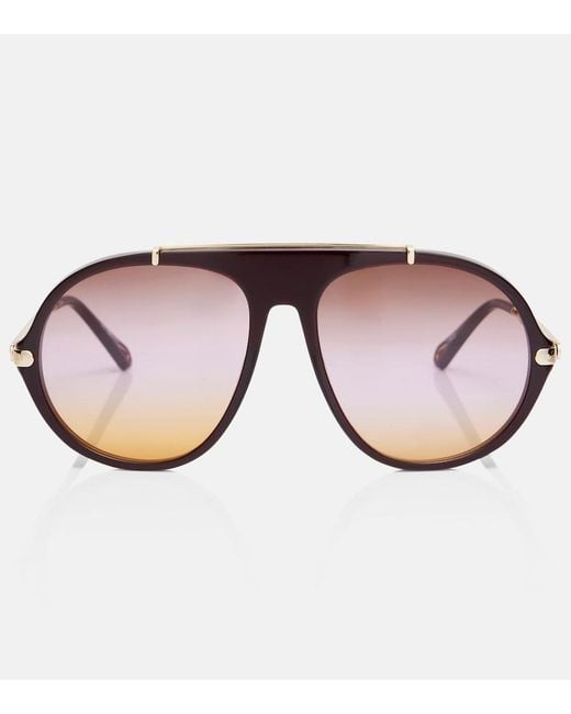 Chloé Brown Aly Aviator Sunglasses