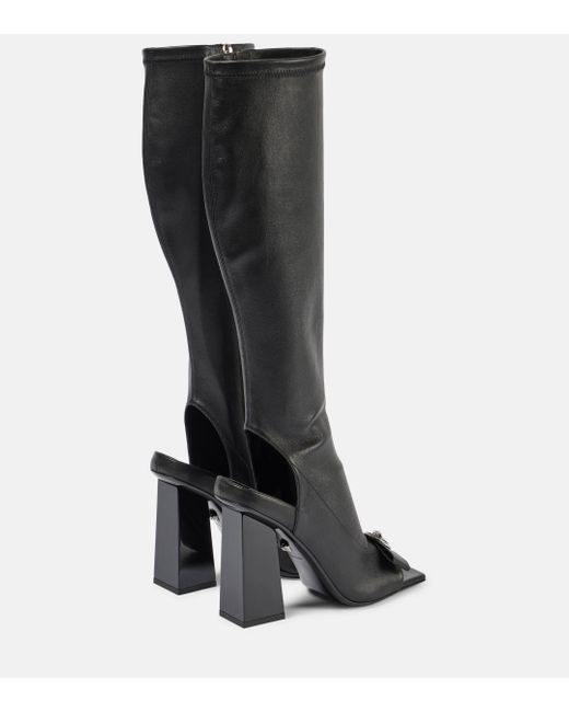 Versace Black Gianni Ribbon Leather Knee-high Boots