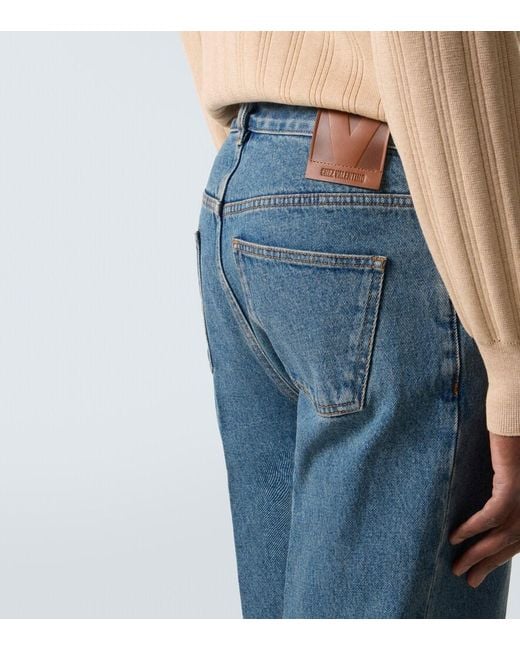 Valentino Blue Mid-Rise Straight Jeans for men