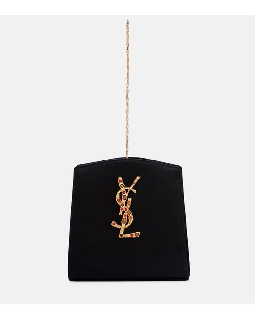 Saint Laurent Black Evening Mini Satin Pouch