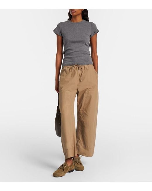 Leset Natural Kyoto Cotton Wide-Leg Pants
