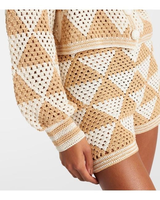 Anna Kosturova Natural Maija Crochet Cropped Cotton Cardigan