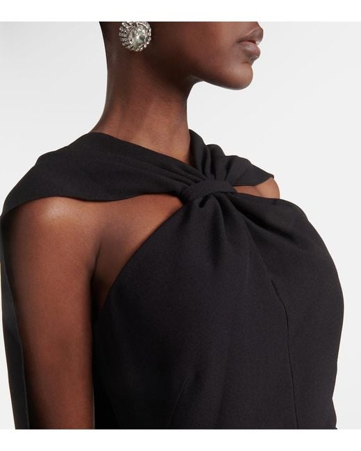 Safiyaa Black Lilien Caped Crepe Gown