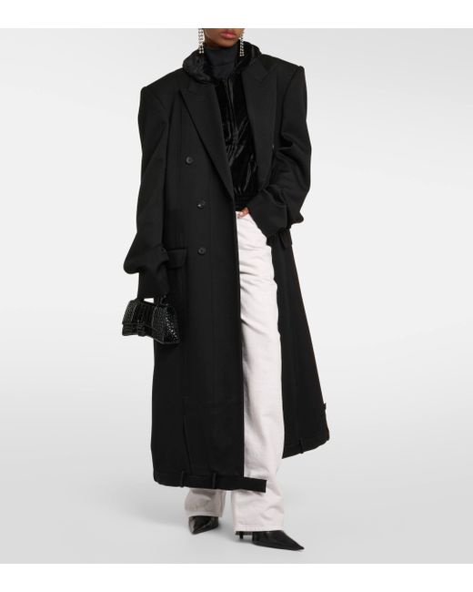 Balenciaga Black Deconstructed Double-breasted Wool Coat