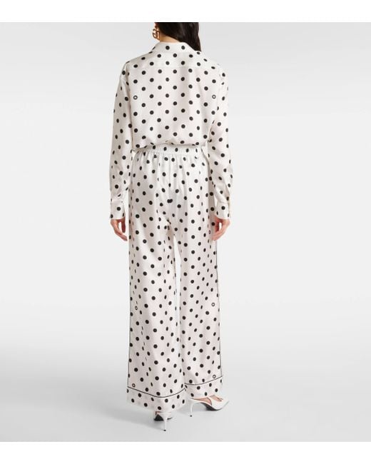 Dolce & Gabbana White Polka-Dot Silk Twill Pajama Pants