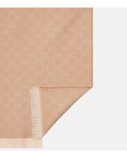 Gucci Natural Gg Wool Jacquard Scarf