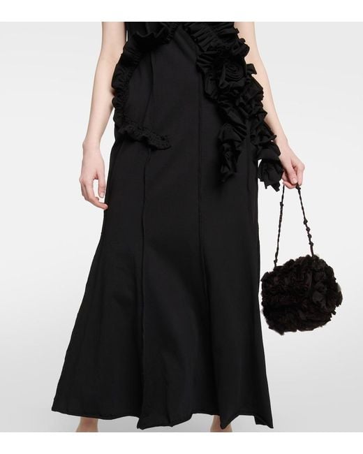 Dries Van Noten Black Ruffle-Trimmed Cotton Jersey Maxi Dress