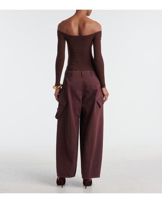 Alaïa Purple Cotton Twill Cargo Pants