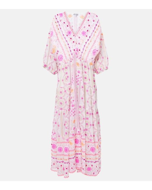 Juliet Dunn Pink Printed Cotton Maxi Dress