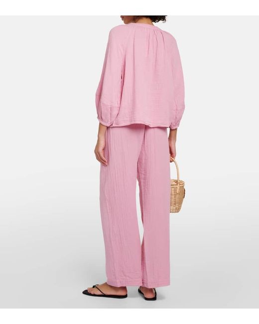 Velvet Pink Bluse Vivi aus Baumwoll-Gaze