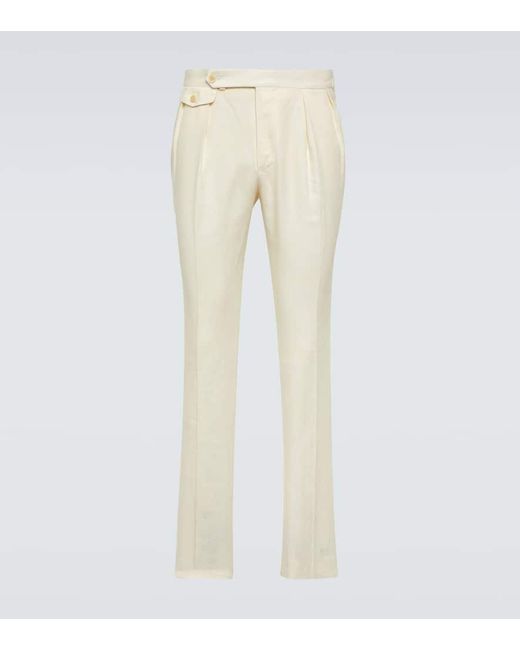 Pantalones rectos de lino Polo Ralph Lauren de hombre de color Natural