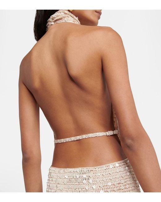 AYA MUSE Natural Tipo Sequined Minidress