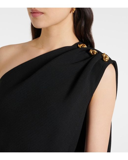 Bottega Veneta Black Asymmetric Wool Blend Top For