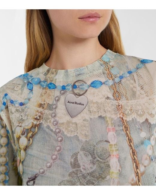 Acne Blue Elway Printed Jersey T-Shirt