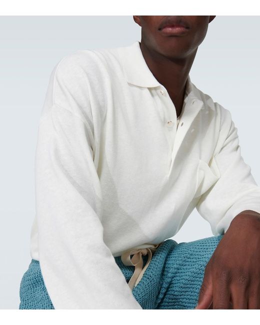 Commas White Oversized Polo Sweater for men