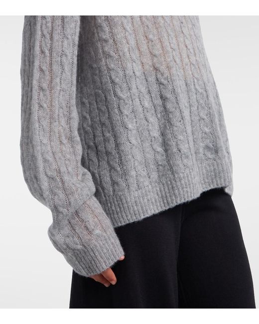 Lisa Yang Gray Amabel Cable-Knit Cashmere And Silk Sweater