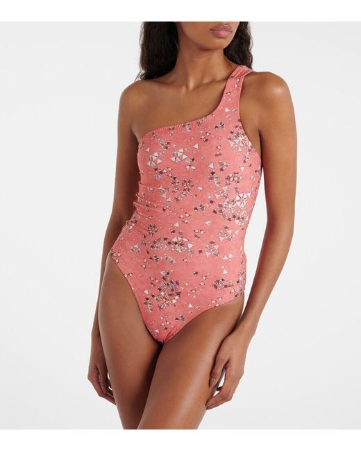 Isabel Marant White Sage One-Shoulder Swimsuit