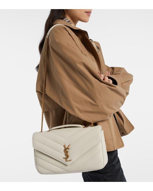 Saint Laurent Natural Loulou Medium Leather Shoulder Bag