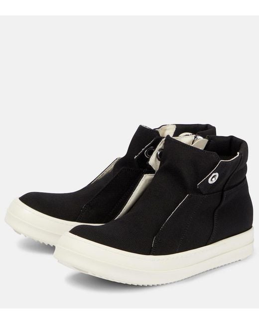 Rick Owens Black Dunk Denim High-Top Sneakers