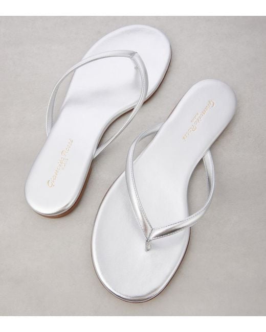 Gianvito Rossi White Calypso Metallic Leather Thong Sandals