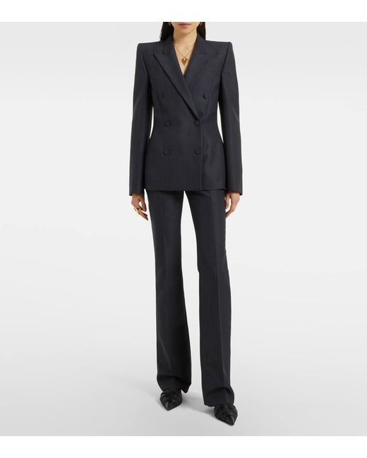 Alexander McQueen Blue High-Rise Bootcut-Hose Aus Wolle