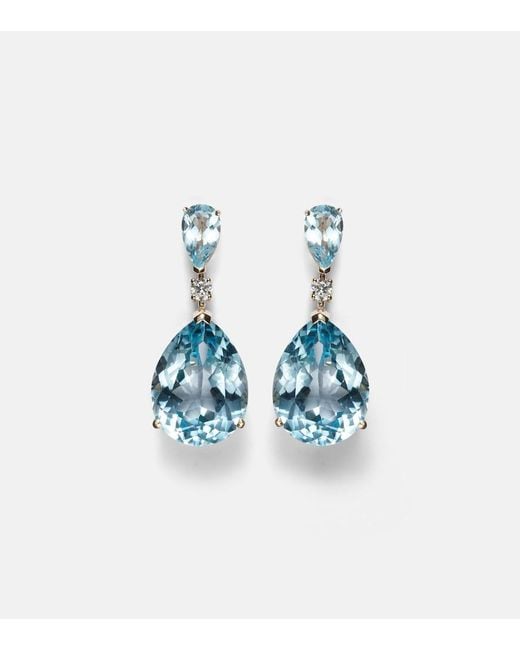 Mateo Blue Sophia 14Kt Earrings With Topaz And Diamonds