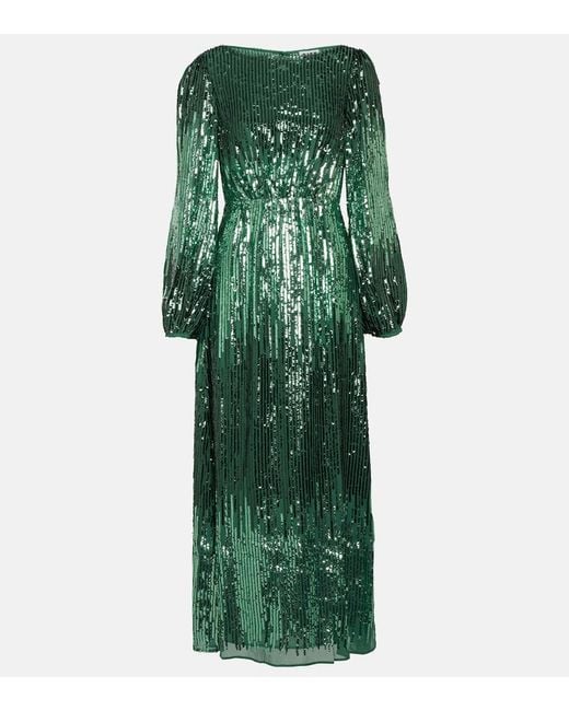 Robe Longue Coco A Sequins Rixo en coloris Green
