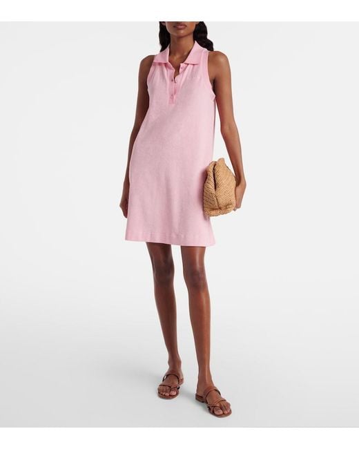 Hunza G Pink Logo Cotton Terry Polo Dress