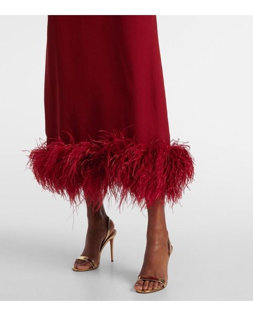 Taller Marmo Red Gina Feather-Trimmed Midi Dress