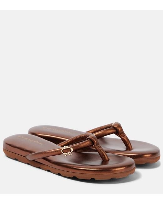 Gianvito Rossi Brown Fiji Leather Thong Sandals