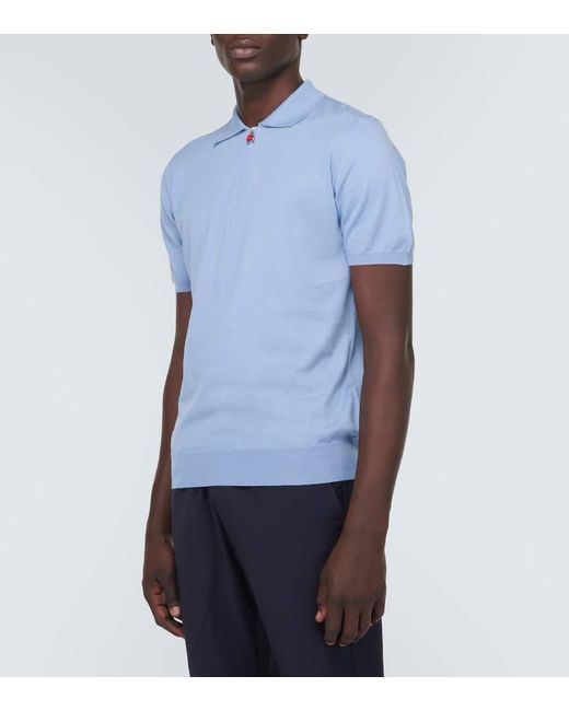 Kiton Blue Cotton Jersey Polo Shirt for men