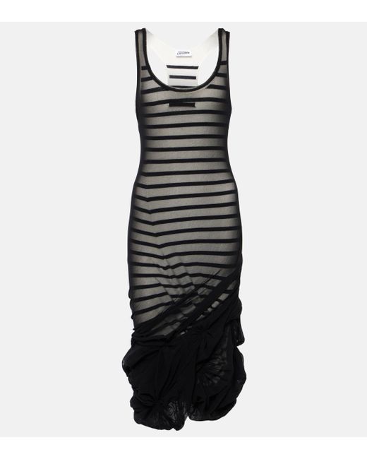 Robe midi rayee en tulle Jean Paul Gaultier en coloris Black