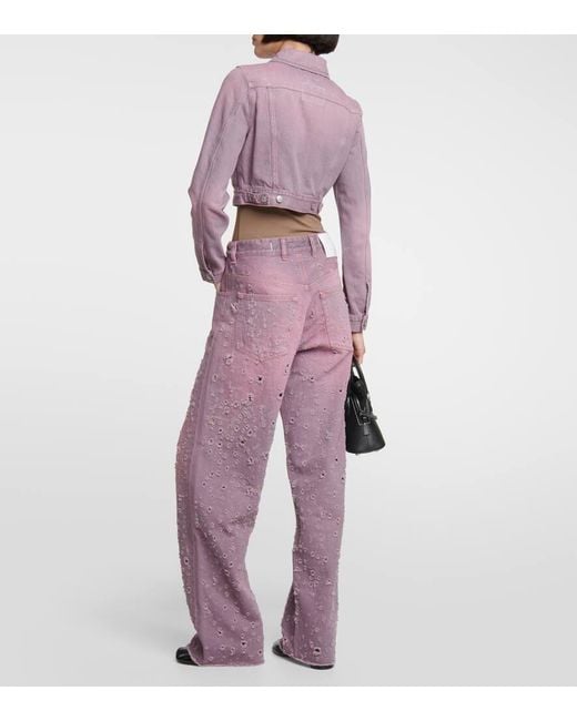 MM6 by Maison Margiela Pink Cropped Denim Jacket