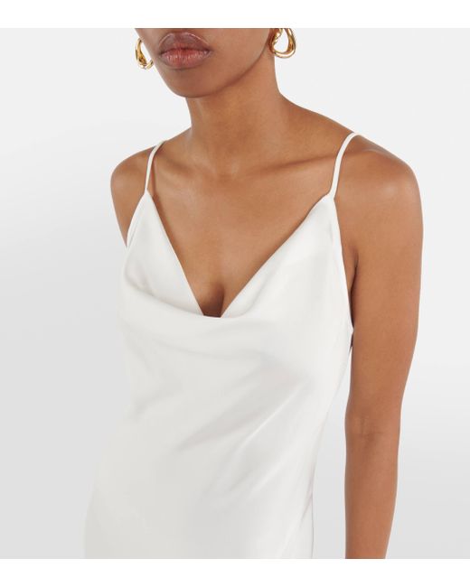 Jonathan Simkhai White Asymmetrical Midi Slip Dress