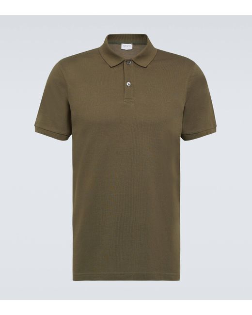 Sunspel Green Cotton Pique Polo Shirt for men