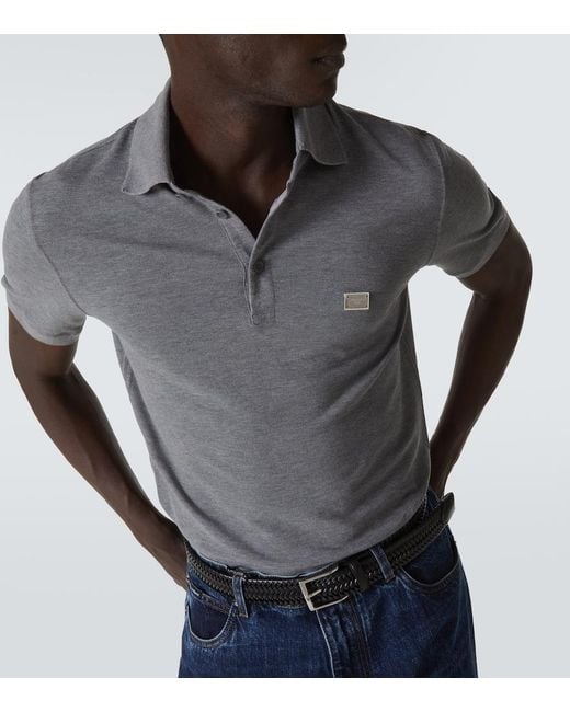 Dolce & Gabbana Gray Cotton Pique Polo Shirt for men