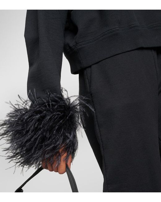 Jersey de algodon con ribete de plumas Prada de color Black