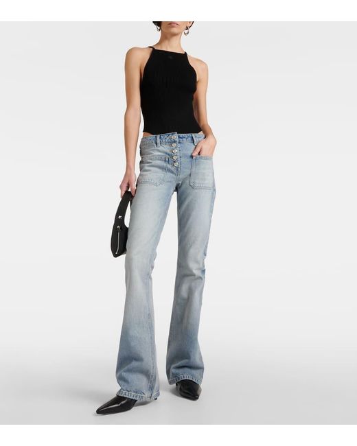 Courreges Blue Low-Rise Bootcut Jeans