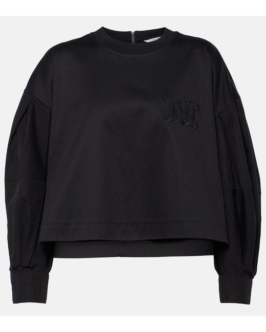 Max Mara Black Dolly Cotton Jersey And Poplin Top