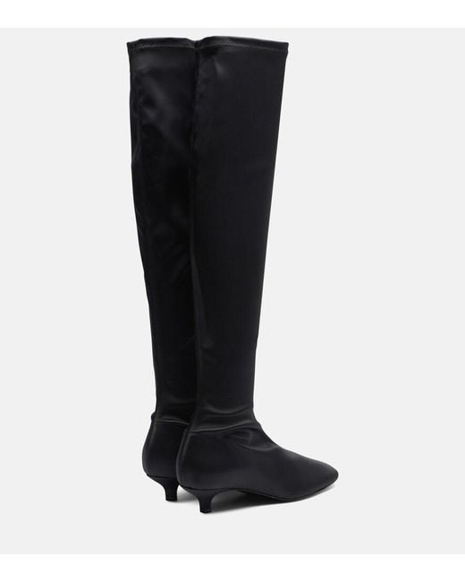Totême  Black Satin Knee-High Boots