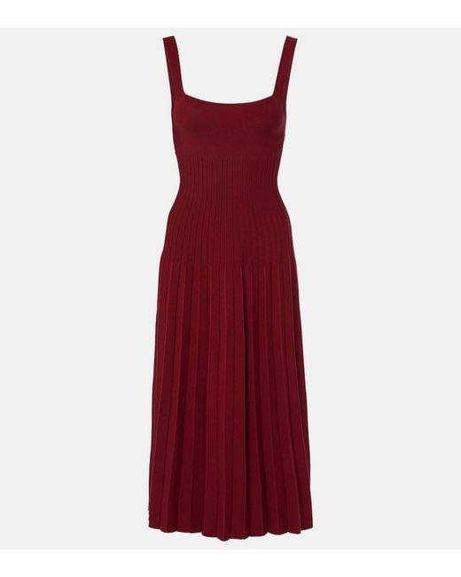 Staud Red Beaton Chiffon-Trimmed Velvet Maxi Dress