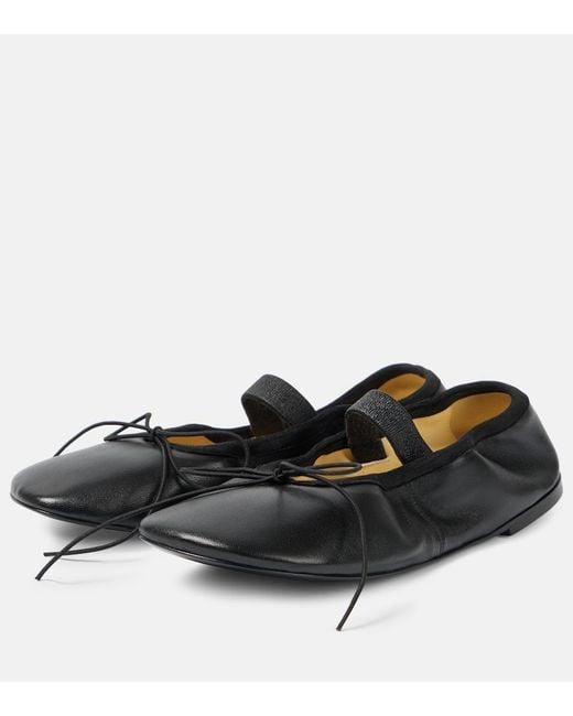 Proenza Schouler Black Glove Leather Mary Jane Flats