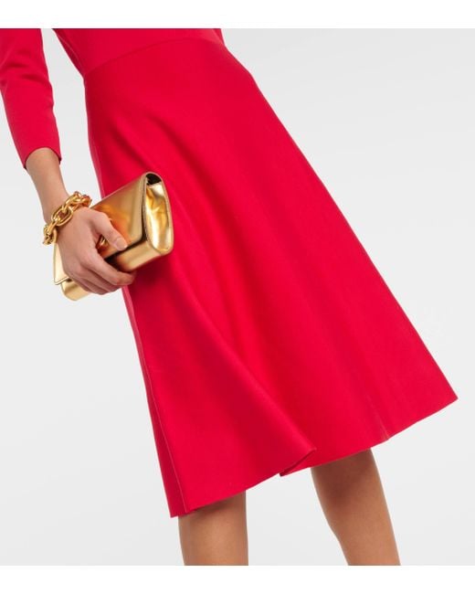 Carolina Herrera Red Wool-blend Midi Dress