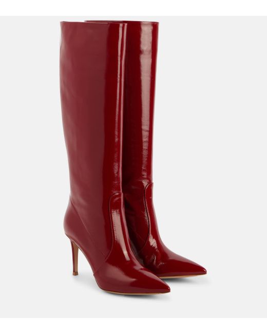 Gianvito Rossi Red Hansen 85 Patent Leather Knee-High Boots