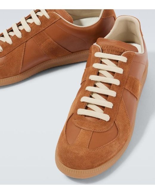 Maison Margiela Sneakers Replica Aus Leder Mit Veloursleder in Brown für Herren