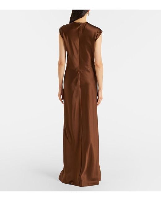 Veronica Beard Brown Nelzy Silk-Blend Satin Maxi Dress