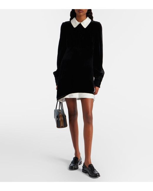 Prada Black Asymmetric Velvet Minidress